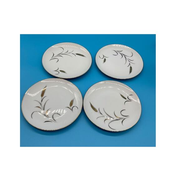 Vintage 1960s Eternal Harvest Floral Plates 6" Gold Rim Set of 4 Made in Japan - Picture 3 of 5